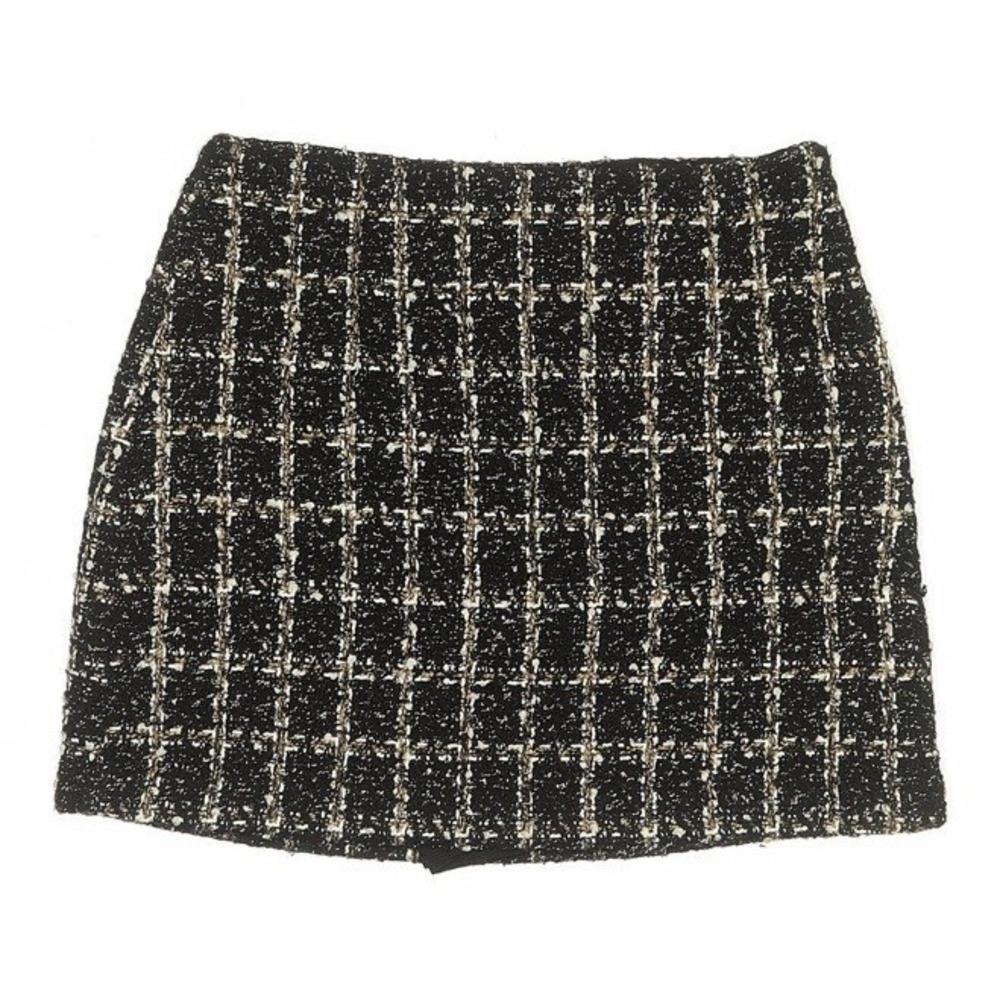Abercrombie & Fitch‎ Vtg Tweed Mini Skirt Preppy Black White Plaid Collegiate L